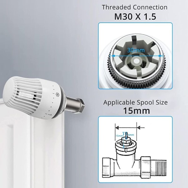 Set med 4 termostatventilhuvuden, reservhuvud för radiatorventil M30 x 1,5, termostatisk radiatorventil