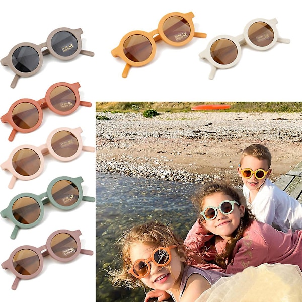 Sommer Polariseret UV-beskyttelse Børne Solbriller Retro Runde Børne Polariseret Solbriller UV-beskyttelse 400 Børne Solbriller (Gul)