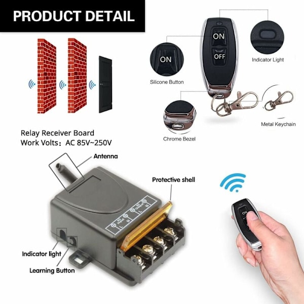 Dieserc Høj Effekt Trin Kyst Trådløs 433MHz, RF AC 220V/240V/110V 30A 30A fjernbetjening, vandpumpe, husholdningsapparater, husholdningsapparater, h