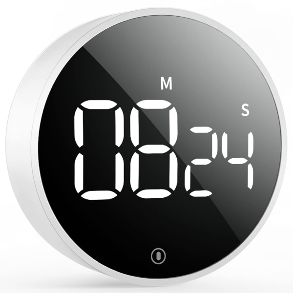 Digital køkkentimer - Magnetisk nedtællingstimer med stort LED-display, justerbar lydstyrke og praktisk til madlavning for ældre og børn (hvid)