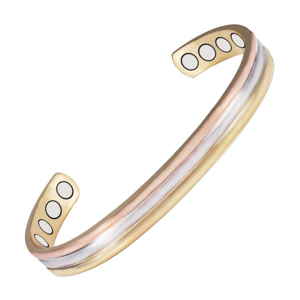 Unisex Tri-Color Magnetisk Kobberarmbånd, Kobberarmbånd med 8 Magneter, 6,5 Tommer, Justerbar Størrelse, Kvinnedagsgave til Mor, Kone