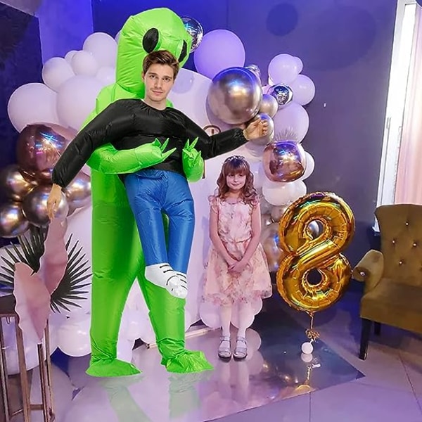 Uppblåsbar dinosaurie-alien-dräkt (vuxenversion), Alien Fancy Dress Vuxna Män Rolig