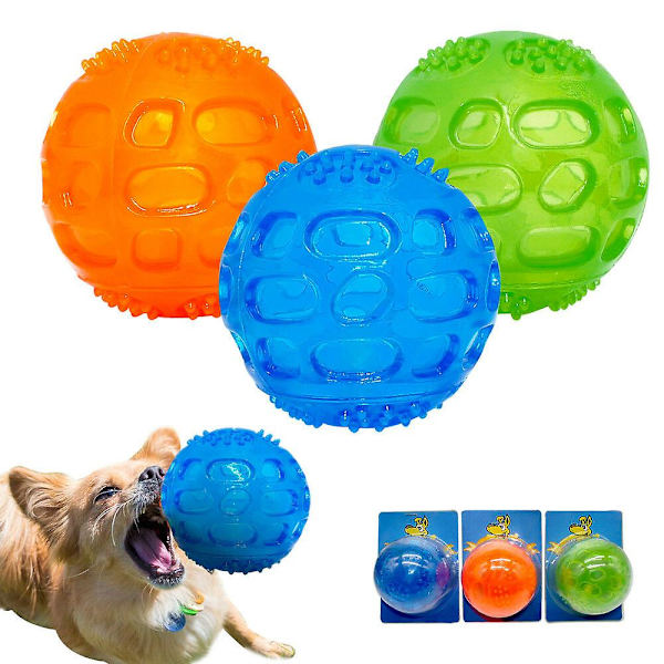 Hundtuggboll Leksaker O förstörbar Flytande Gummi Ljudboll (Blå)