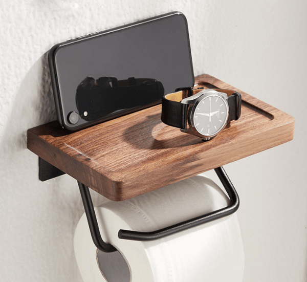 Toiletpapirholder Valnød Ingen boring Sort konkav 200mm Sort 1 stænger