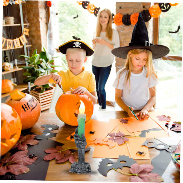 2 kpl Halloween-valot Aavevalot Halloween-sähkökynttilät Paristokäyttöiset Haunted House -kynttilävalot Halloween-kallokynttilänjalat Halloween-kallo L
