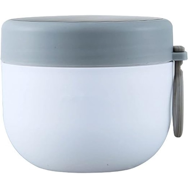 Assorterad frukostmugg (vit) läckagesäker yoghurtmugg med sked, praktisk bärbar assorterad frukostmugg, 600 ml utomhus snacksburk