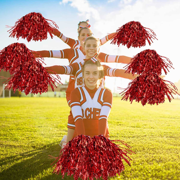 2 st 50 g 11,8 tum Cheerleading Cheerleader Röd Flicka Ring Pom Poms Sport Fest Rekvisita Dans Boll Fest Cheer Pom för Colleage Team Spirit Företagsevenemang