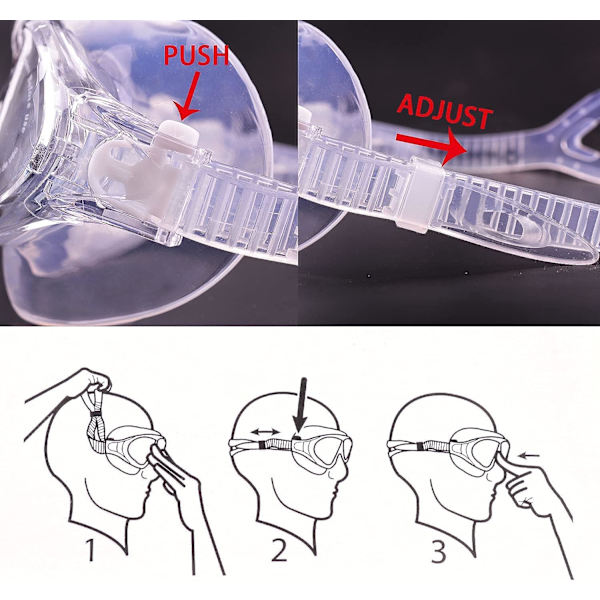 Svømmebriller, Svømmebriller Voksne Børn Transparent Anti-Fog Vandtæt UV-beskyttelse Justerbar 180 Graders Syn - Ideel til Mænd Kvinder Drenge