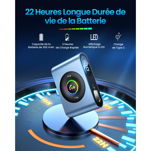 2023 Jack 3.5 Bluetooth-adapter, bil Bluetooth-mottagare handsfree-samtal LED-display Aux Bluetooth 5.3 bil Jack för hemstereo/högtalare/trådade hörlurar