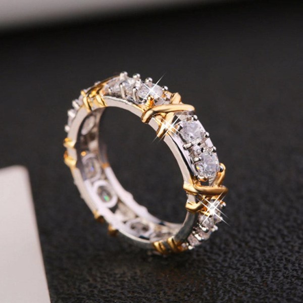 Luksuriøse skinnende zirkonkorsring til kvinders mode simple ring smykker (2-pack)