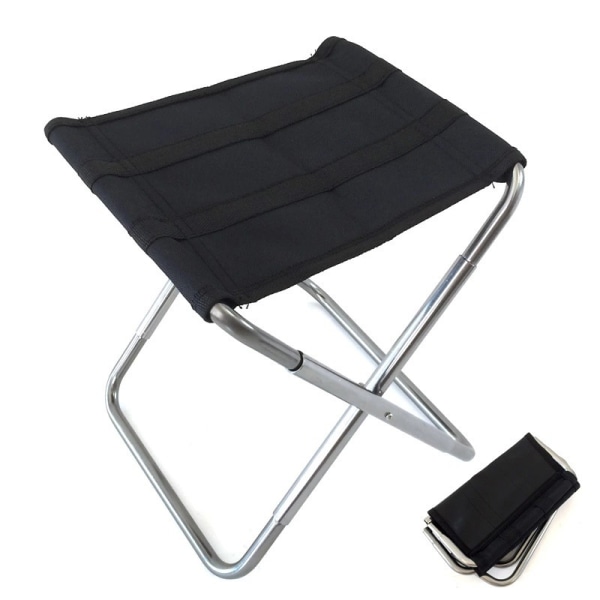 Sølv Camping Folding Stools, Bærbare Utendørs Folding Stools for Fiske, Fotturer, BBQ, Solid Folded Aluminium Nylon