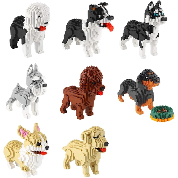 950 Brikker Border Collie Hund Mikro Byggeklosser, Dyr Mini Klosser Mursten Leke Sett KLJM-02 (Border Collie)