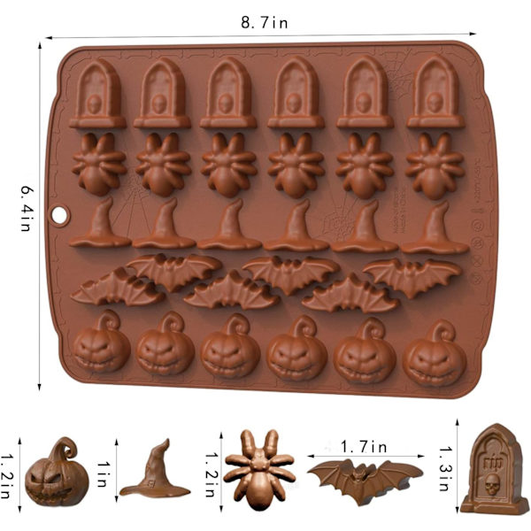 Halloween Chokoladeform Græskar Flagermus Edderkop Silikone Fondantform Kage Dekoration Slik Gele Pastry Muffin Budding Dessert Bageform Halloween Pa