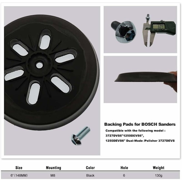 150 mm slibepude - Til Bosch GEX 150 AC, PEX 15 AE, GEX 150 Turbo excentersliber - 150 mm med Poweka skruer