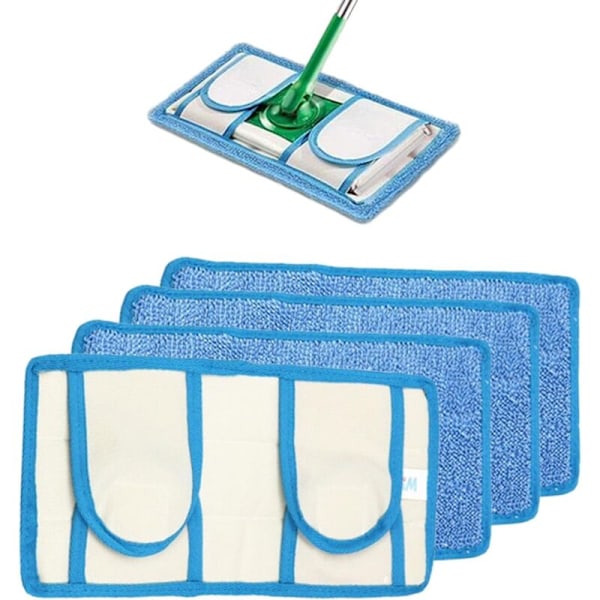 Uudelleenkäytettävien moppien setti (4 kpl) nopeaan Flash Speedmop -luutaan, mikrokuituiset täyttöpakkaukset kosteaan ja kuivaan luutaan, uudelleenkäytettäviä, pestäviä, varaosaluutupäitä kaikkiin tyyppeihin