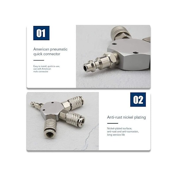 Trykkluftfordeler i Y - Hurtigkobling - 3-veis - Pneumatisk kobling - Hurtigkobling - 1/4 F -NPT