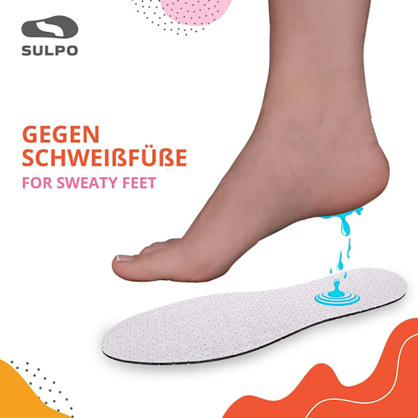 4 par antiperspirant innleggssåler (235 mm) - Avtakbar bomull  Lateks skuminnleggssåle for svette  Lukt - Aktivert trekull - Eliminer lukt  Deodoriser - For Ad