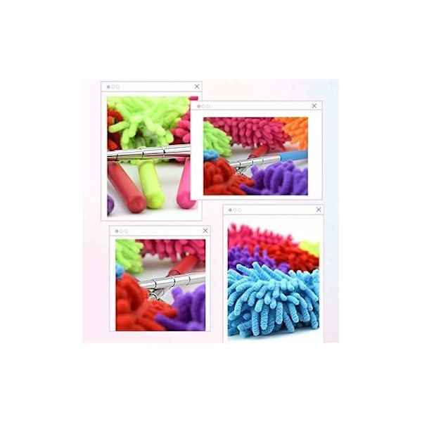 （75cm） Set med 3 mikrofiber dammvippor med teleskopstång för att avlägsna damm och fläckar på fönster och möbler