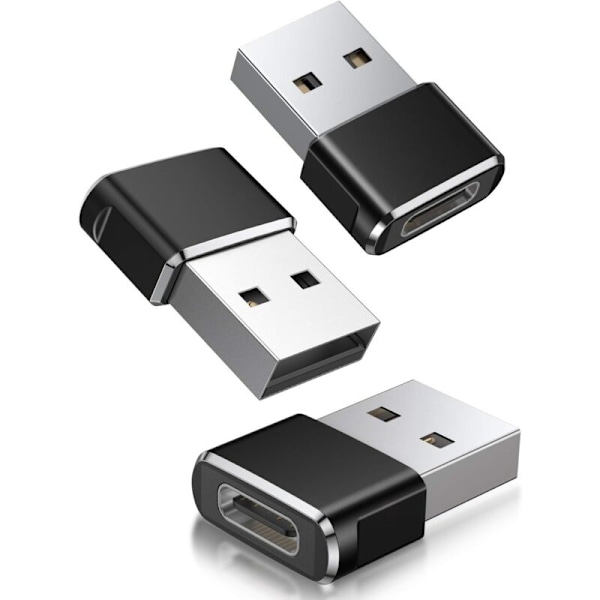 USB-adapter till USB C 3-pack, Typ C USB A Hane Hona Konverteringsladdare för Apple Watch 7 8 9, iPhone 11 12 13 14 15 15 Pro Max SE, iPad Air 4 5 Mini 6
