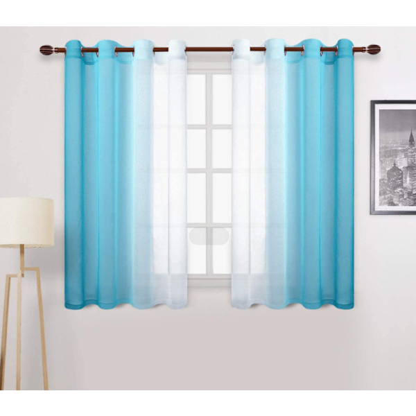 Gardiner med gradient mønster transparent dekor (blå, 132*183cm, med perforeringer)