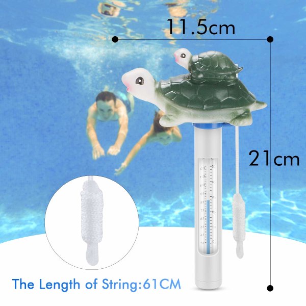 Flytande pooltermometer, Vattentemperaturtermometer med snöre och frukost för alla utomhus- och inomhuspooler, spa, akvarier, jacuzzis, fiskdamm