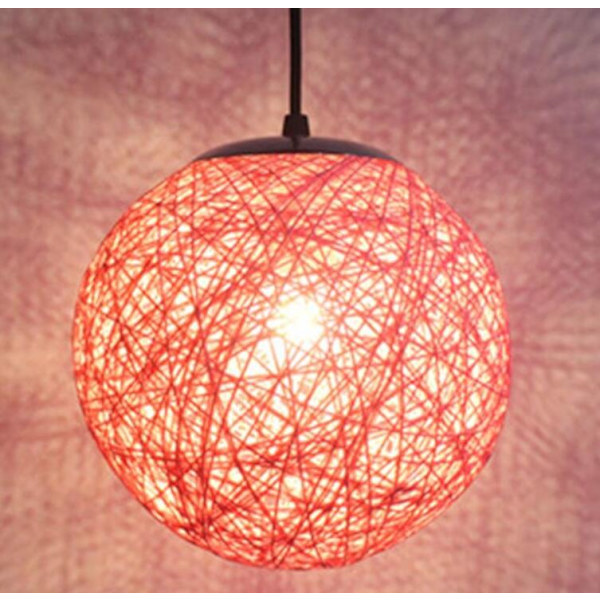 Vedhængslampe, lysekrone Kreativ personlighed kunst hamp kugle rattan lysekrone (15cm pink)