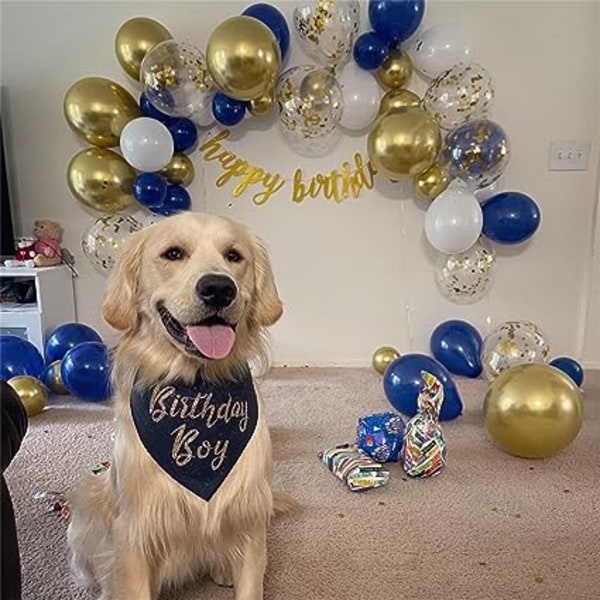 60 stycken marinblå och guld ballonger, 12 tum metalliska kromguld och konfetti latexballonger, festballongset för pojkar födelsedag, bröllop, baby