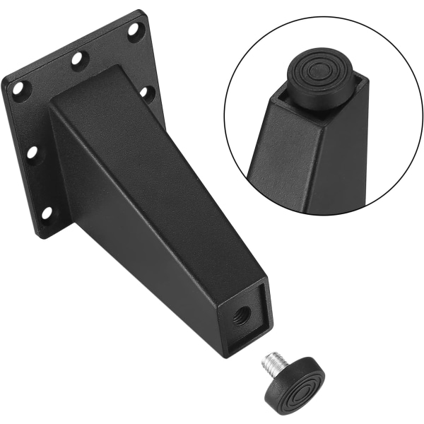 6 stk. Justerbare møbelben, sorte metalben til bord, skabe, køkken, sofa, skrivebord, 92mm