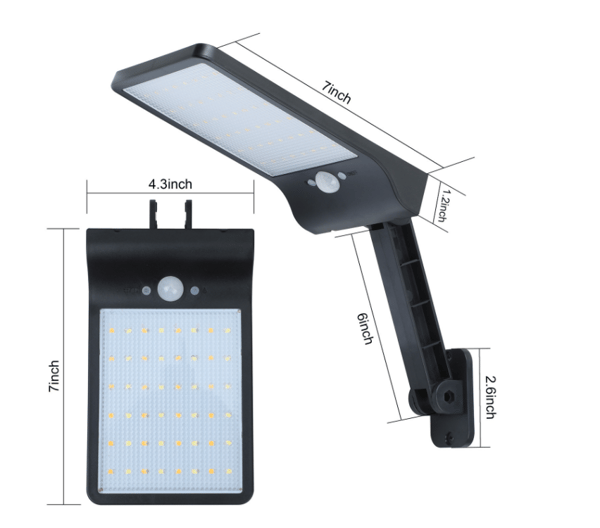 Solcellelampe 48 LED Solcelle Flomlys Udendørs Bevægelsessensor Solcelle Veranda Lys Vandtæt Pool Lys til Have, Gård, Skur（den Sorte）
