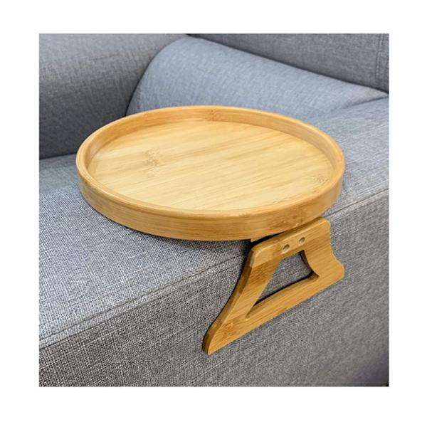 Naturlig bambus bord sofa armlæn klips bakke
