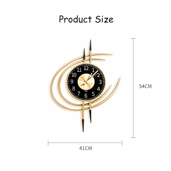 Stor gyllene väggklocka, XXL modern design väggklocka 54CM, tyst jätteväggklocka utan tickande, original vardagsrum metall väggklockor för vägg
