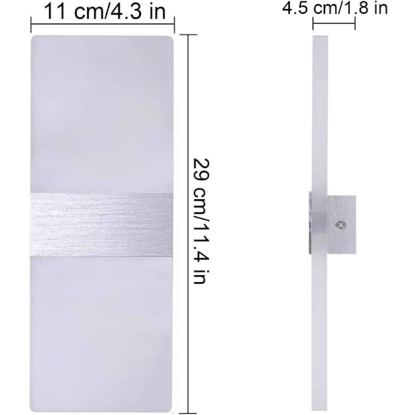 12W LED Væglampe Indendørs, 6000K Kold Hvid Væglampe 750LM AC230V Moderne Akryl Væglampe, Hvid Væglampe til Stue Soveværelse Spisestue Ha