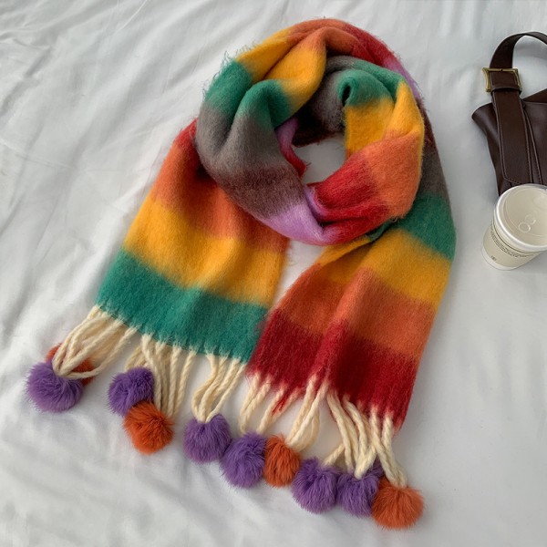 Stort, tykt rutete skjerf, rutete fargerikt oversized skjerf, mykt stort tykt vintervarmt teppe for kvinner