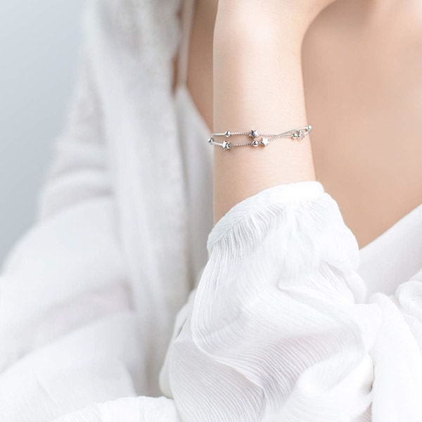Dams armband 925 silver, justerbart armband för kvinnor, flickarmband, smycken för kvinnor, födelsedagspresenter för kvinnor