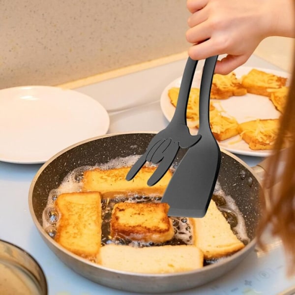 Køkkentang og 2 i 1 spatel, silikone køkken grillspatel, bøfspatel, varmebestandig pandekagespatel, silikone køkkenspatel til di
