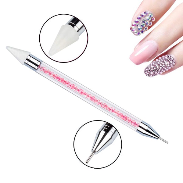 1440 stk 6 størrelser Nail Art Rhinestones, Flat Back Round Crystal Rhinestone Gems med Pick Up Tweezers og Rhinestone Pointer Pen for Nail Art og D