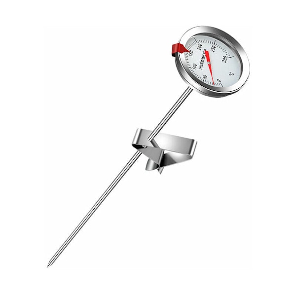 Køkkentermometer, 30 cm langt køkkenprobe-termometer i rustfrit stål med clips til grillmad, kød, hjemmebryg, vinkedel