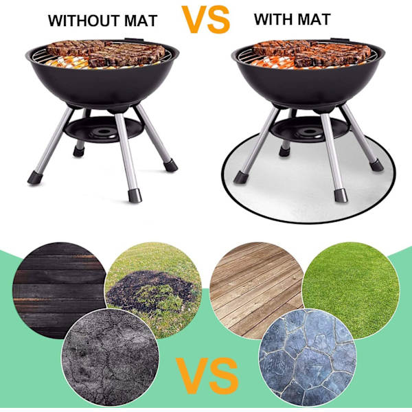 36 tums rund Ember eldstad matta, eldfast matta, brandsäker under grillmatta, grillmatta, golvmatta, däckskydd, eldfast, skydda däck gräs utomhus