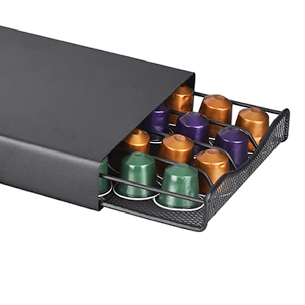 Kaffe Kapsel Skuffe - 40 Kapsel Pod Dispenser - Sort - Opbevaringsholder til Kaffe Maskine Pods