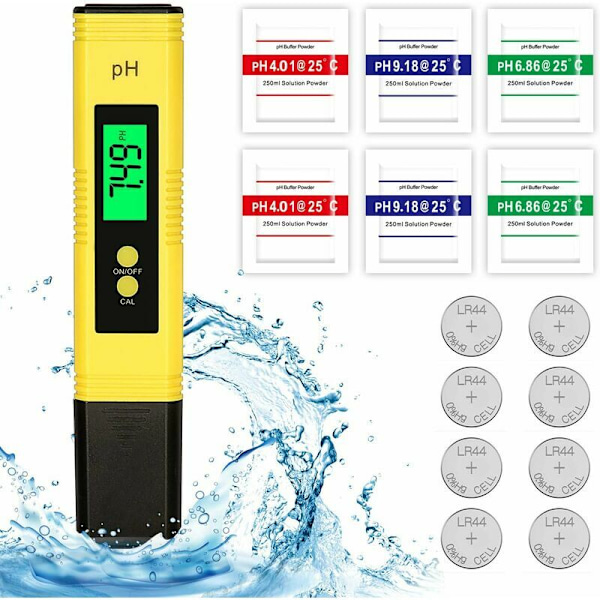 PH Elektronisk tester, LCD digital vandkvalitetstester, automatisk kalibreringsfunktion og 0.00-14.00 PH LOB MOSE NUMER Digital måler