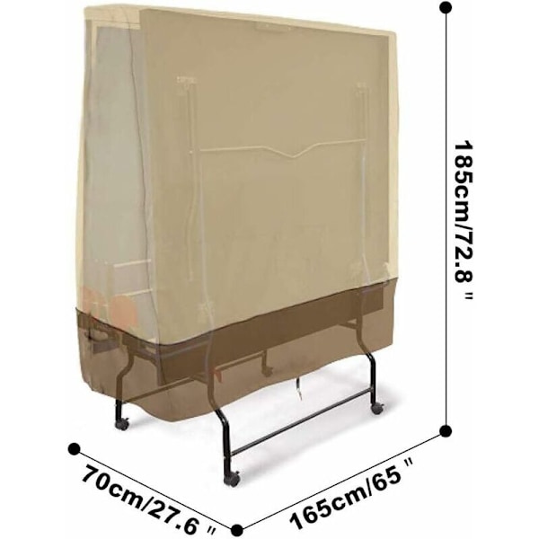 Pingpongbordtrekk utendørs, værbestandig med klemmesnorbeskyttelse i Oxford-stoff for pingpongbord 165 x 70 x 185 cm, beige