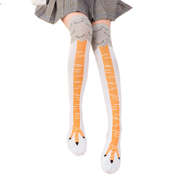 Kycklingbenstrumpor Lårhöga Cosplay Julgåva Vit