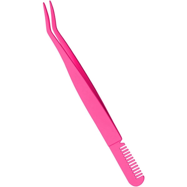 1 stk dobbelthodet øyenbrynspinsett kam øyenbrynspleieverktøy rustfritt stål tynnhode skjønnhetsverktøy for skjønnhetssalong hjemmebruk，Rose Red