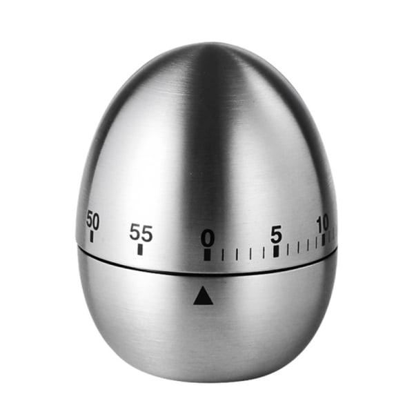 Egg Kitchen Timer Rustfritt stål Mekanisk roterende alarm 60 minutters nedtellingstimer for matlagingslæring (sølv)