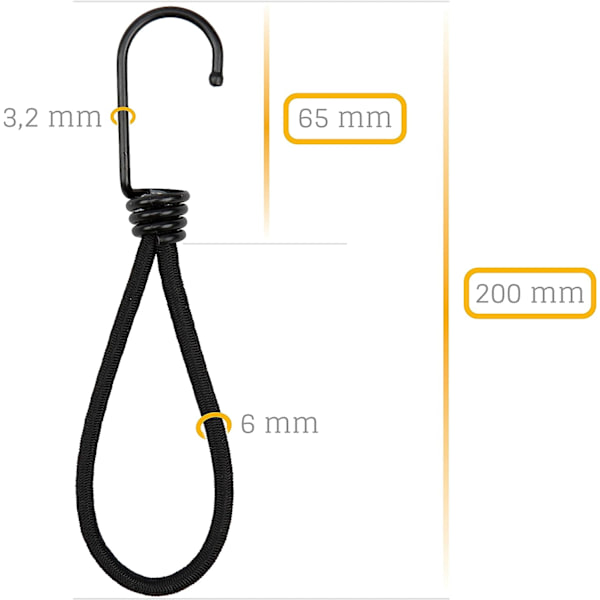 Sats med 4 presenningsspänare med krokar (15 cm).