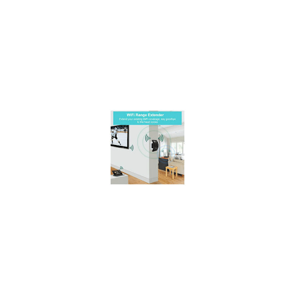 WiFi-repeater, kraftfull WiFi-förstärkare, WiFi-förlängare N300, WiFi Signal Booster, 1 Ethernet-port, täcker upp till 200㎡, enkel att installera, kompatibel med