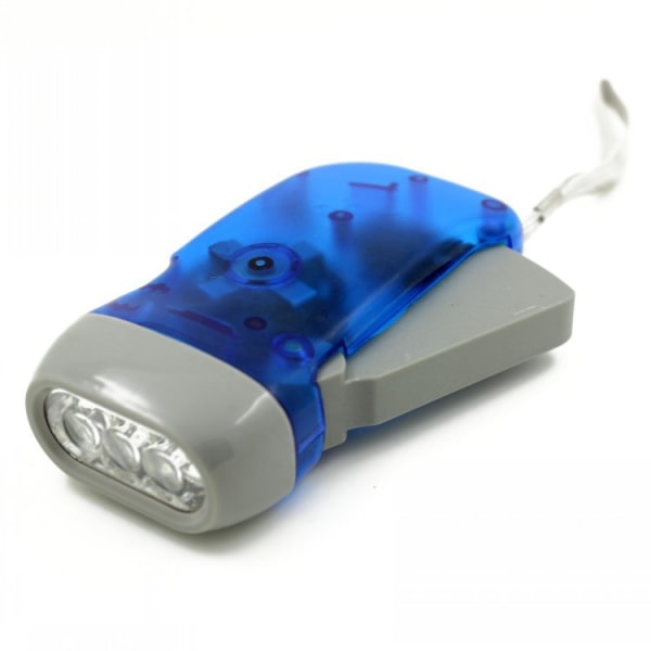 Blå 2st Hand Wind Up 3 LED-ficklampa för rese-nödläger