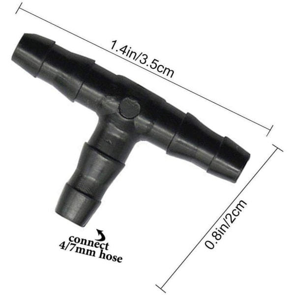 100 stk. T-slange fittings 4/7mm - T-stik PVC sprinkler