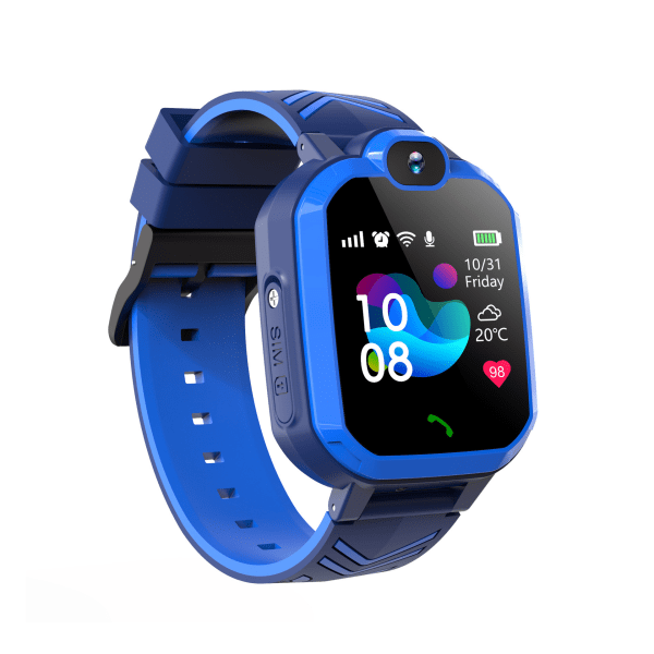 Smart Watch til børn, piger, drenge - børne-urtelefon med GPS-tracker, HD-kamera, SOS, WiFi, skridttæller, lyd- og videoopkald (blå)