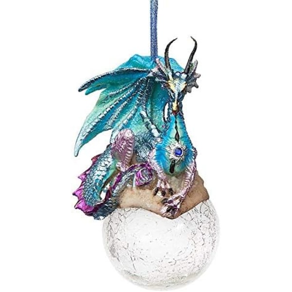 Design Toscano Frost The Gothic Dragon Holiday Ornament Juledekor, 3 tommer bred, 3 tommer dyp, 5 tommer høy, håndstøpt polyresin, fullfarge